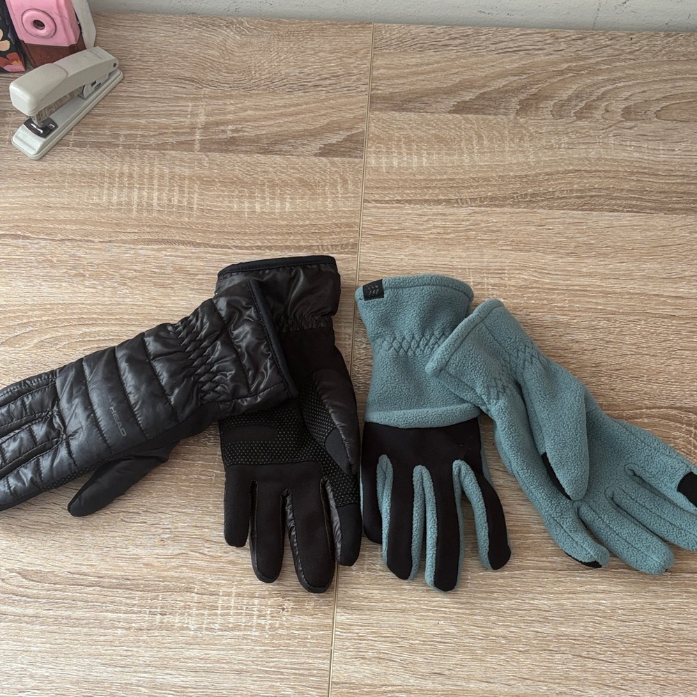 Bundle 2 Pair Gloves - Head Black & All In Motion Fleece Gloves